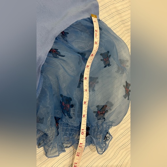 Puff Sleeve Top - Lazy Oaf - Baby blue lace collar w sheer   Sleeves - Picture 7 of 11